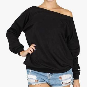 Rysly Off Shoulder Casual Sweatshirts Black XL